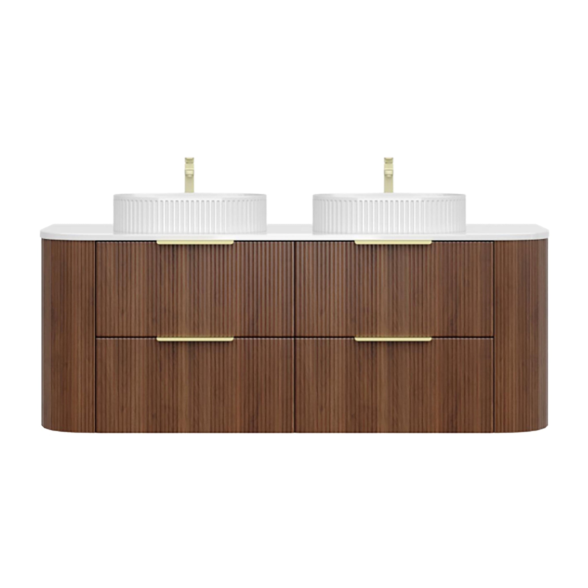 CETO ARTIS WALNUT 1500MM DOUBLE BOWL WALL HUNG VANITY
