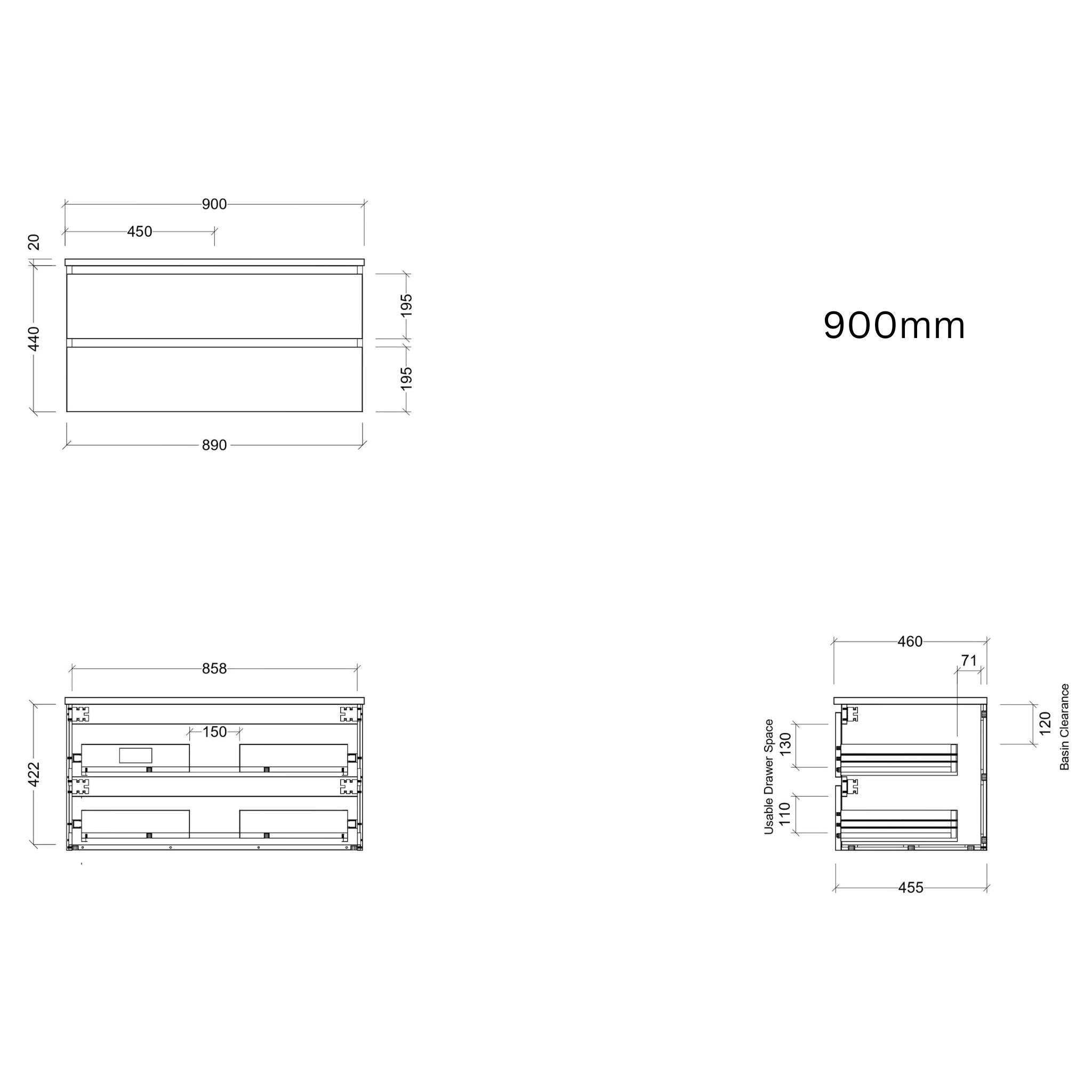 TIMBERLINE ASHTON CUSTOM WALL HUNG VANITY (ALL SIZING)