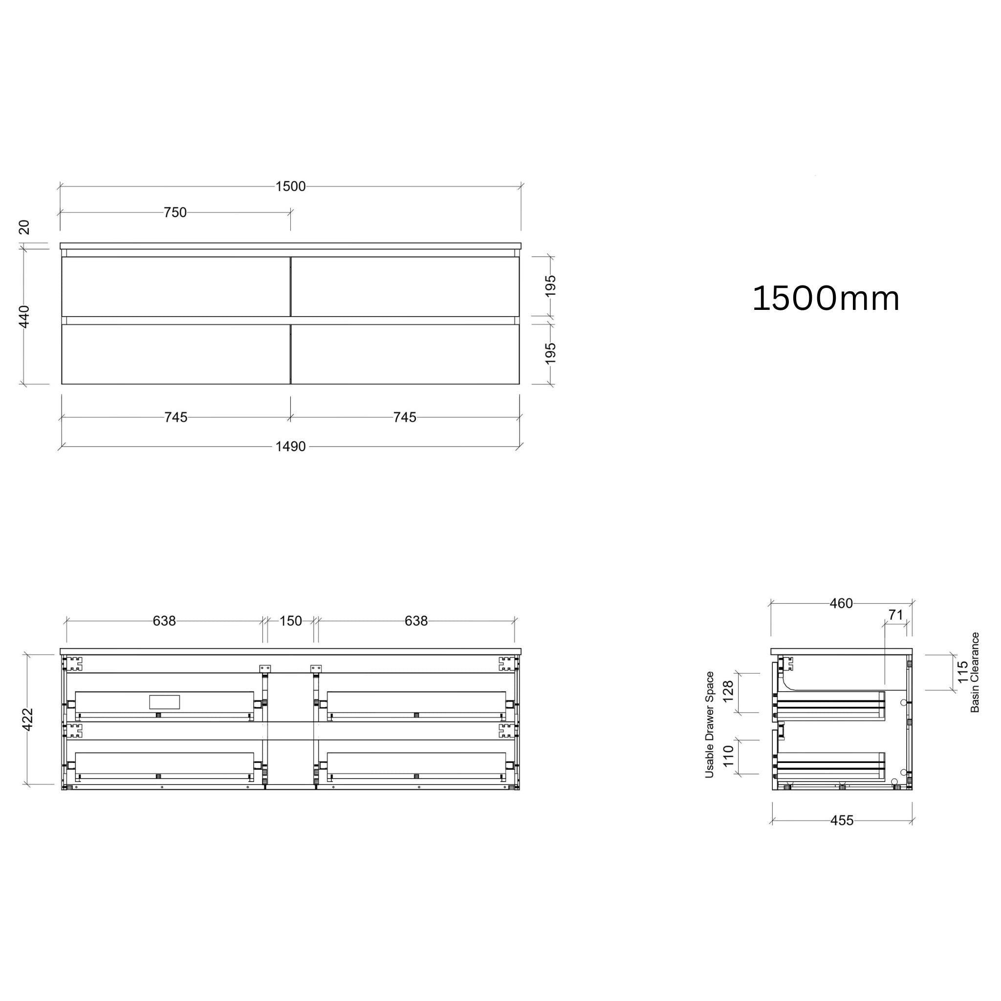 TIMBERLINE ASHTON CUSTOM WALL HUNG VANITY (ALL SIZING)