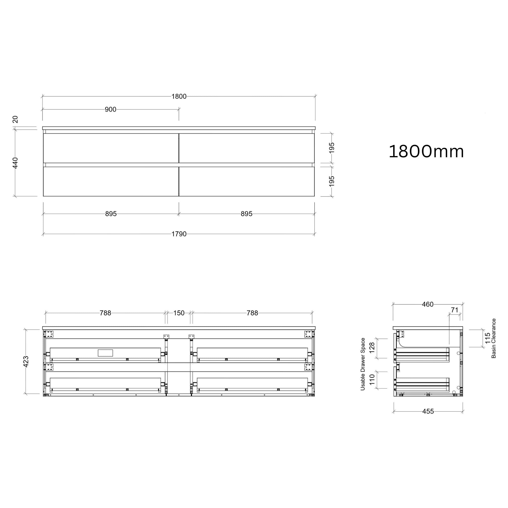 TIMBERLINE ASHTON CUSTOM WALL HUNG VANITY (ALL SIZING)