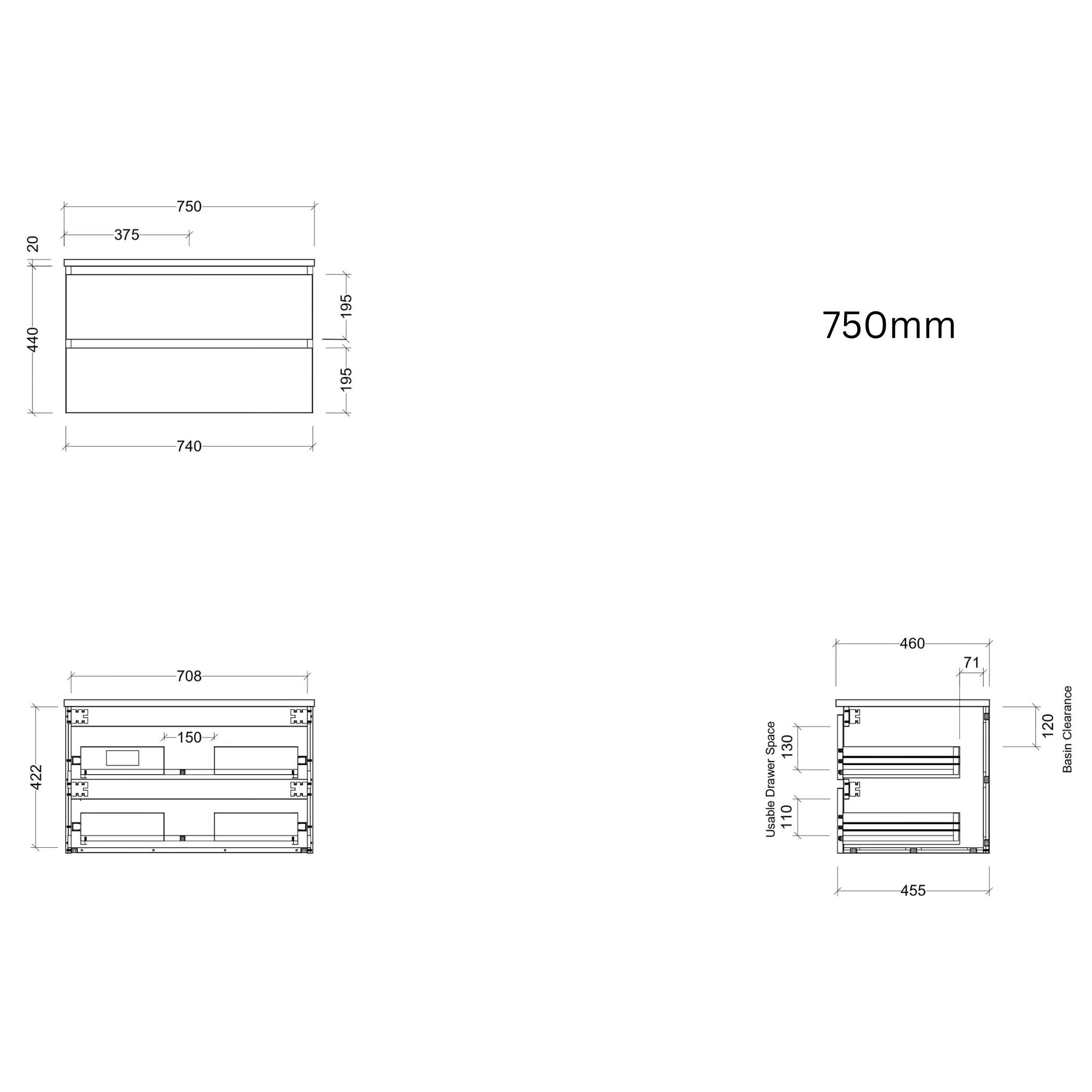 TIMBERLINE ASHTON CUSTOM WALL HUNG VANITY (ALL SIZING)