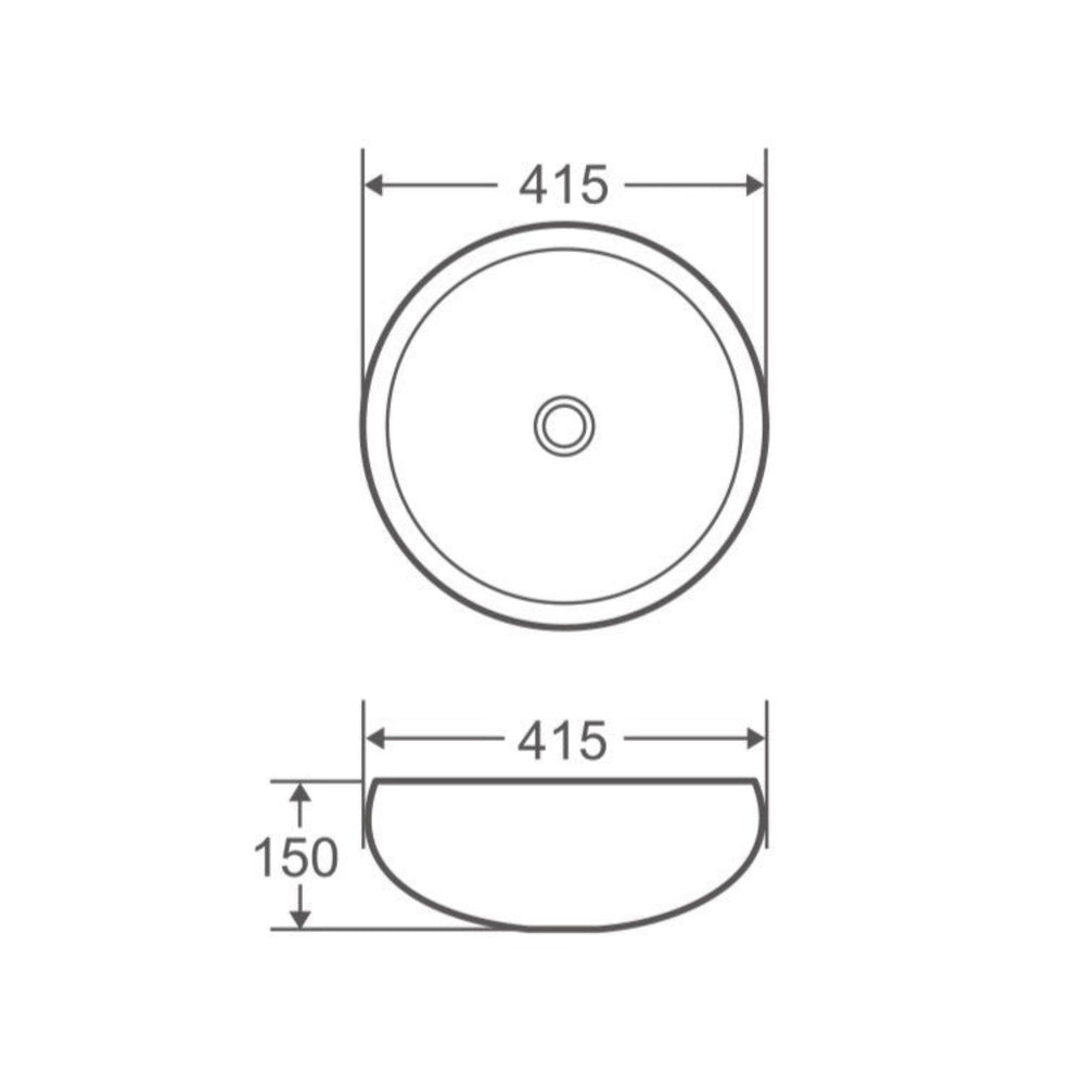 MERCIO ASTI ROUND ABOVE COUNTER BASIN MATTE BLACK 415MM