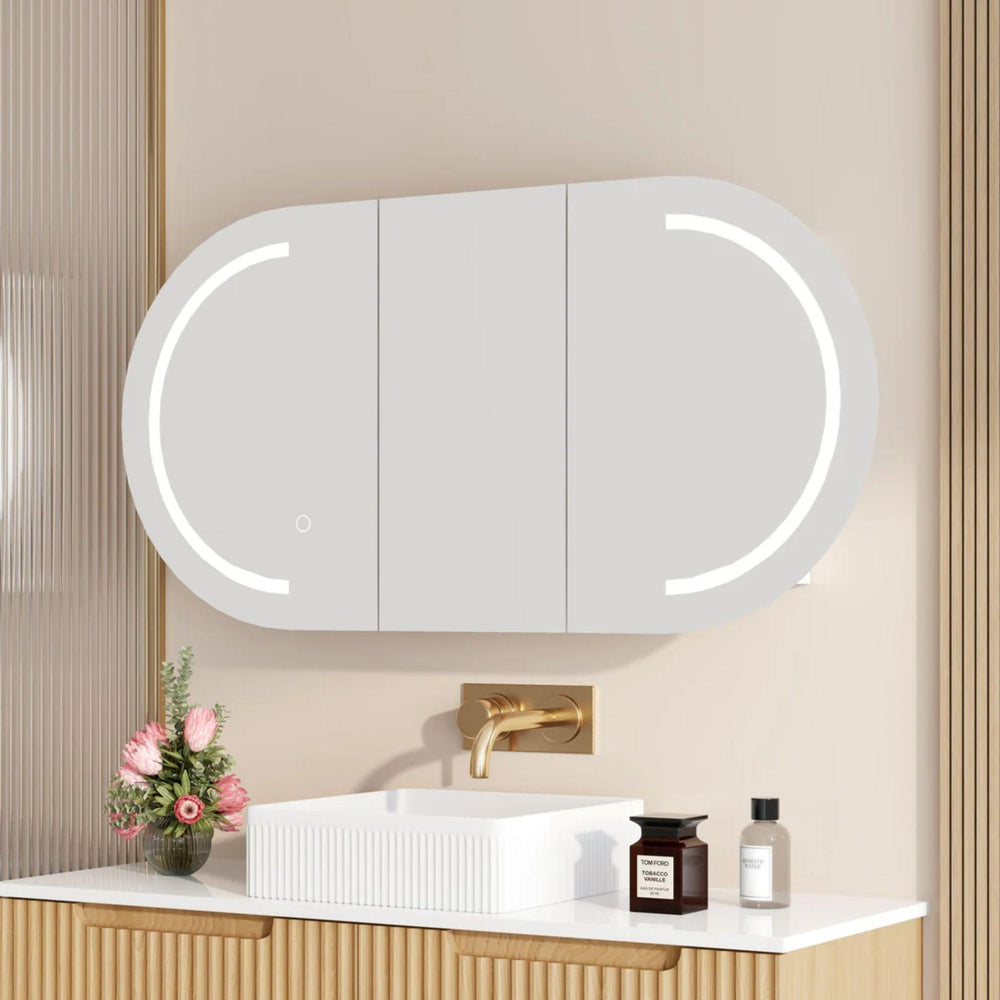 MERCIO ATHENA MATTE WHITE LED SHAVING CABINET 1200X600MM
