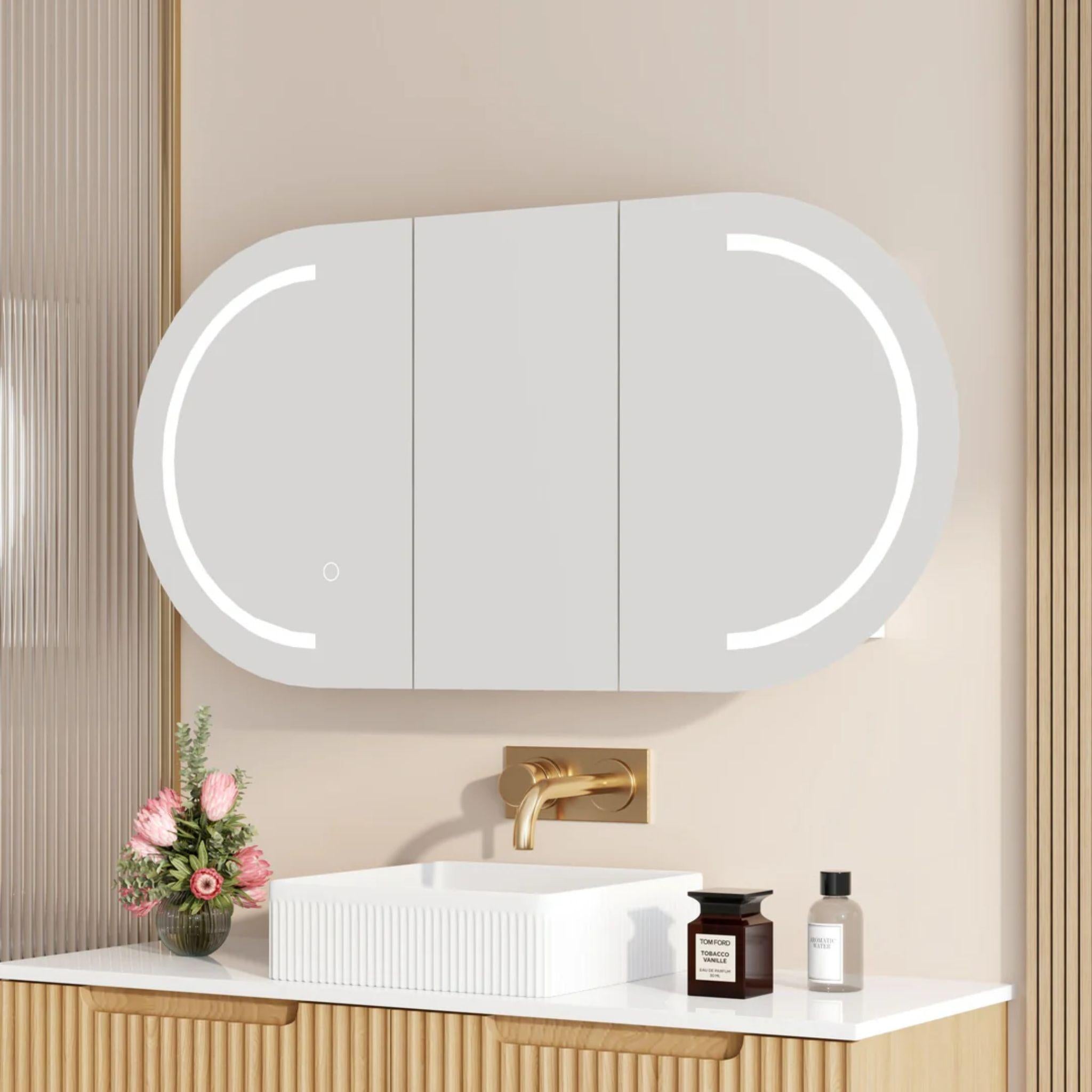 MERCIO ATHENA MATTE WHITE LED SHAVING CABINET 1200X600MM
