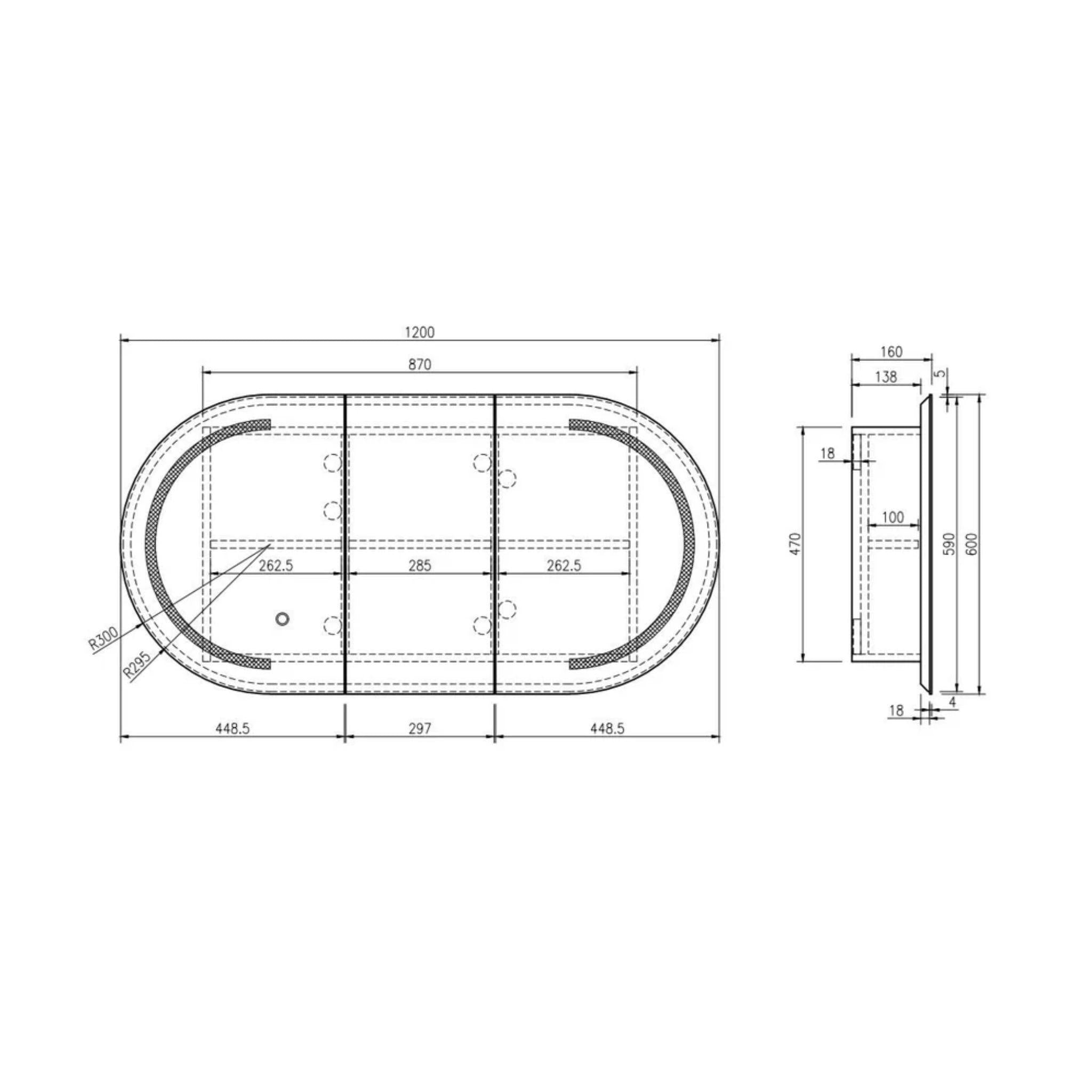 MERCIO ATHENA MATTE WHITE LED SHAVING CABINET 1200X600MM