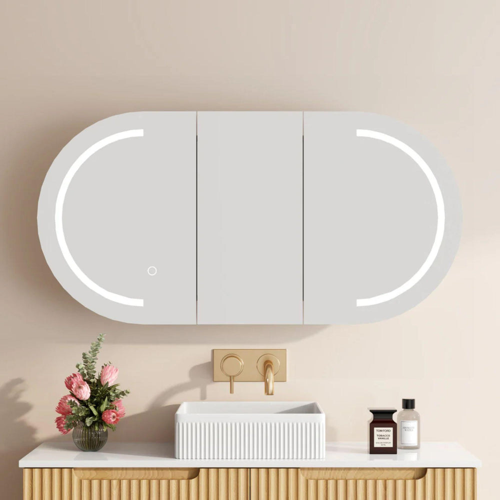 MERCIO ATHENA MATTE WHITE LED SHAVING CABINET 1200X600MM