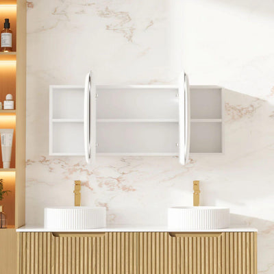 MERCIO ATHENA MATTE WHITE LED SHAVING CABINET 1500X600MM