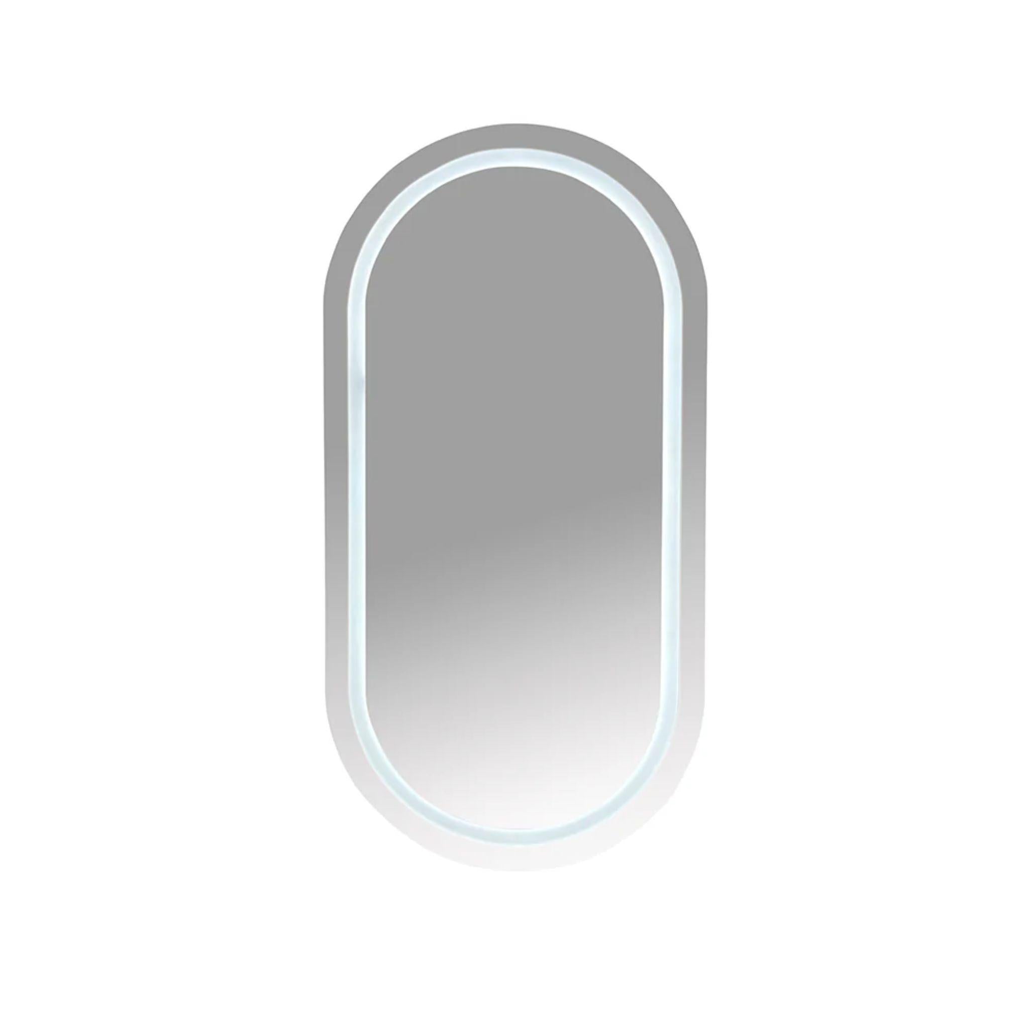 MERCIO ATHENA MATTE WHITE LED OVAL SHAVING CABINET 450X900MM