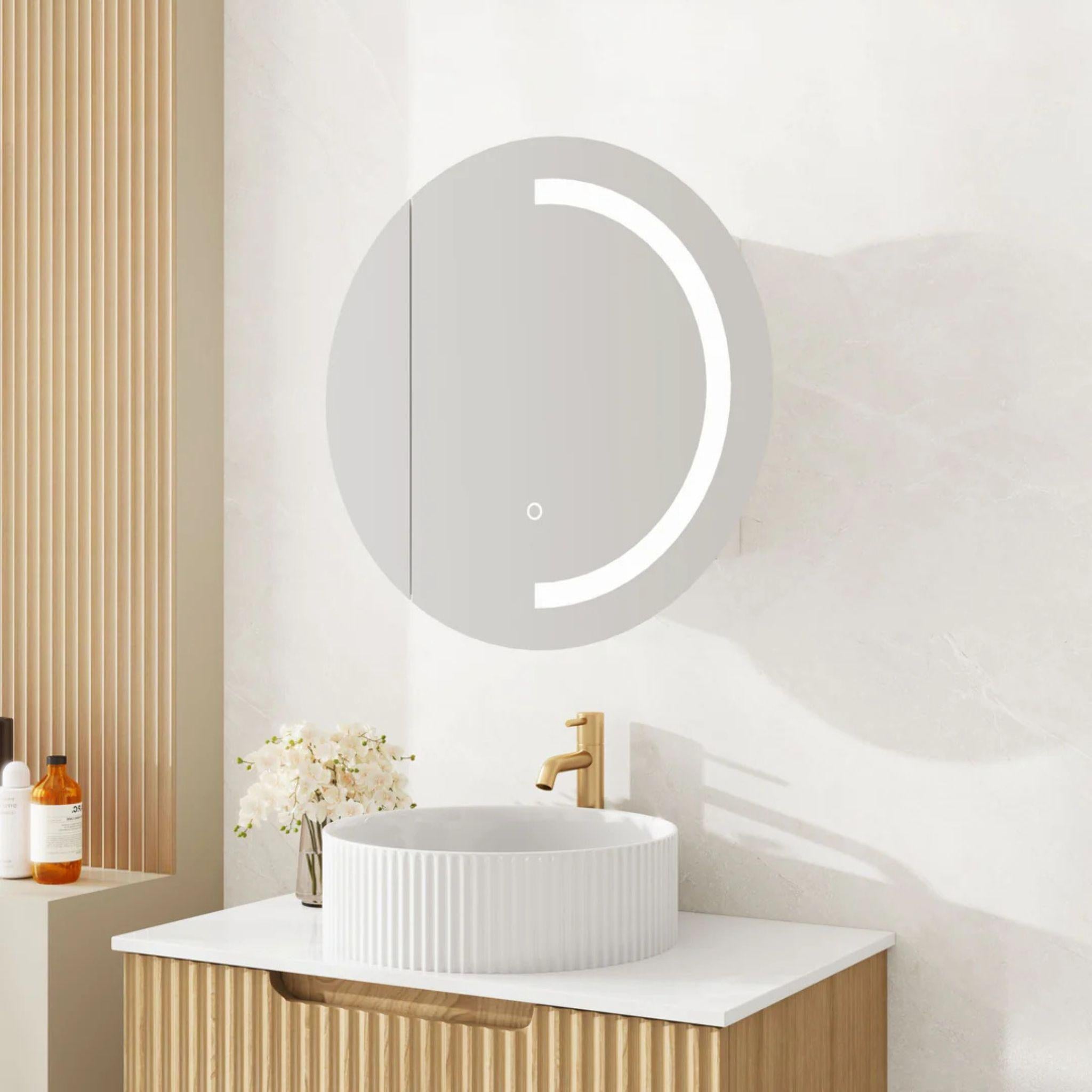 MERCIO ATHENA MATTE WHITE LED SHAVING CABINET 600X600MM