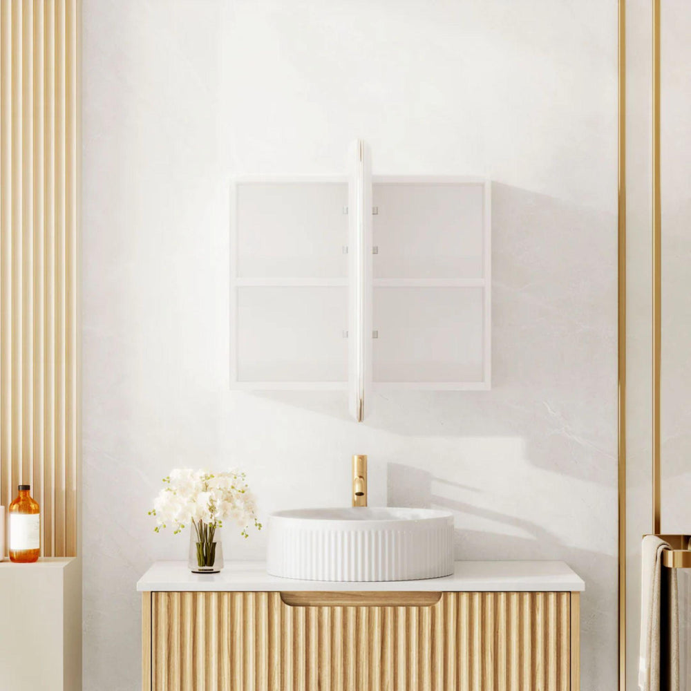 MERCIO ATHENA MATTE WHITE LED SHAVING CABINET 900X600MM