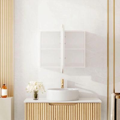 MERCIO ATHENA MATTE WHITE LED SHAVING CABINET 900X600MM