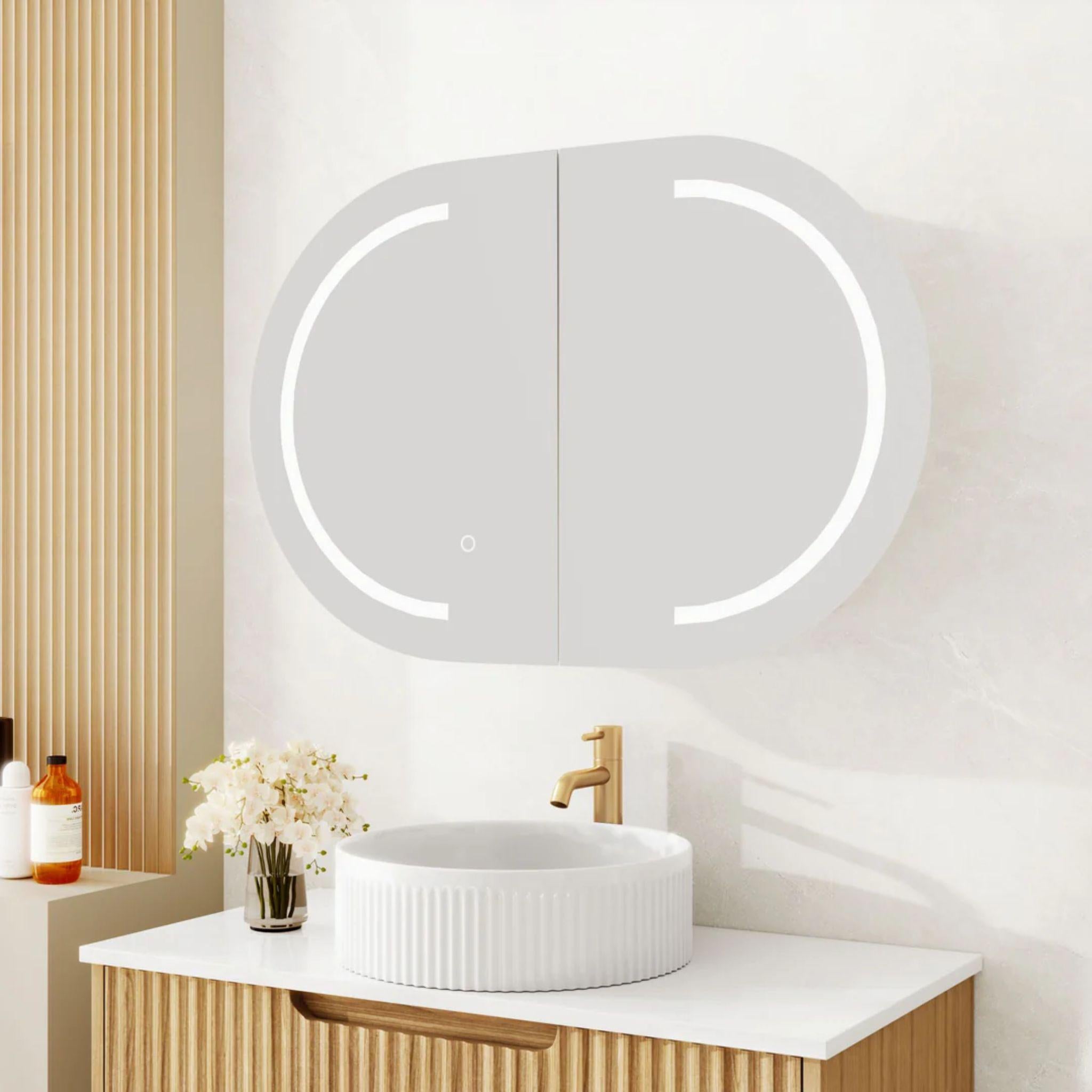 MERCIO ATHENA MATTE WHITE LED SHAVING CABINET 900X600MM
