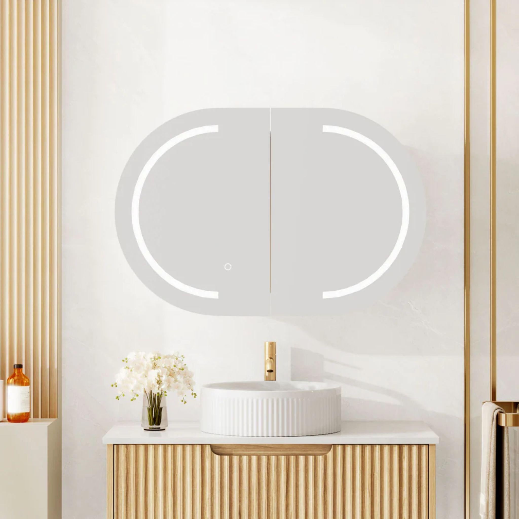 MERCIO ATHENA MATTE WHITE LED SHAVING CABINET 900X600MM