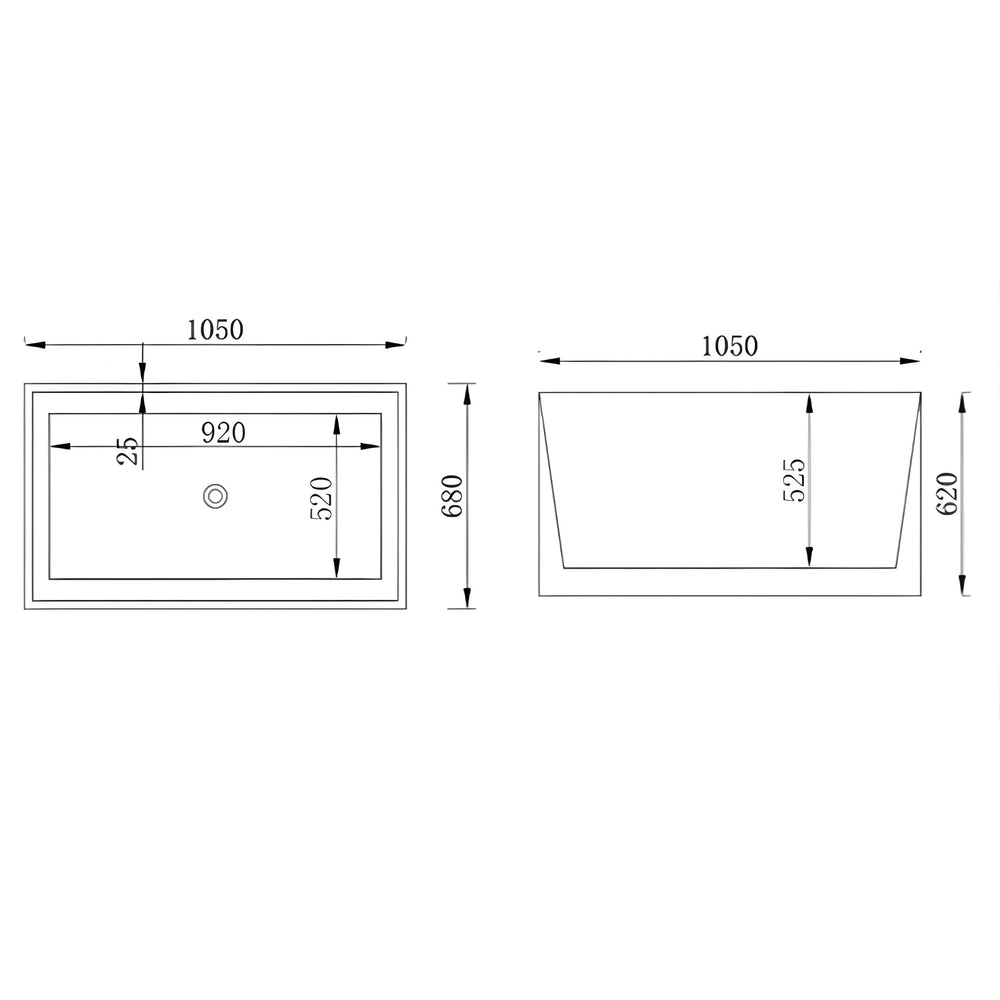 BROADWAY ATAUD SLIMLINE FREESTANDING BATHTUB GLOSS WHITE (MULTIPLE SIZES AVAILABLE)
