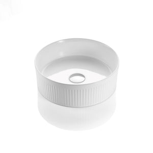 VITO ATHENA FLUTED ROUND ABOVE COUNTER BASIN MATTE WHITE 410MM