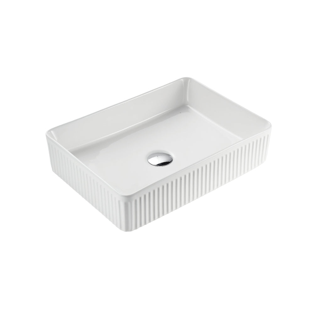 VITO ATHENA FLUTED ABOVE COUNTER BASIN GLOSS WHITE 500MM