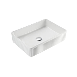 VITO ATHENA FLUTED ABOVE COUNTER BASIN MATTE WHITE 500MM
