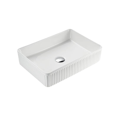 VITO ATHENA FLUTED ABOVE COUNTER BASIN GLOSS WHITE 500MM