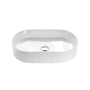 VITO ATHENA FLUTED PREMIUM CERAMIC ABOVE COUNTER BASIN GLOSS WHITE 590MM
