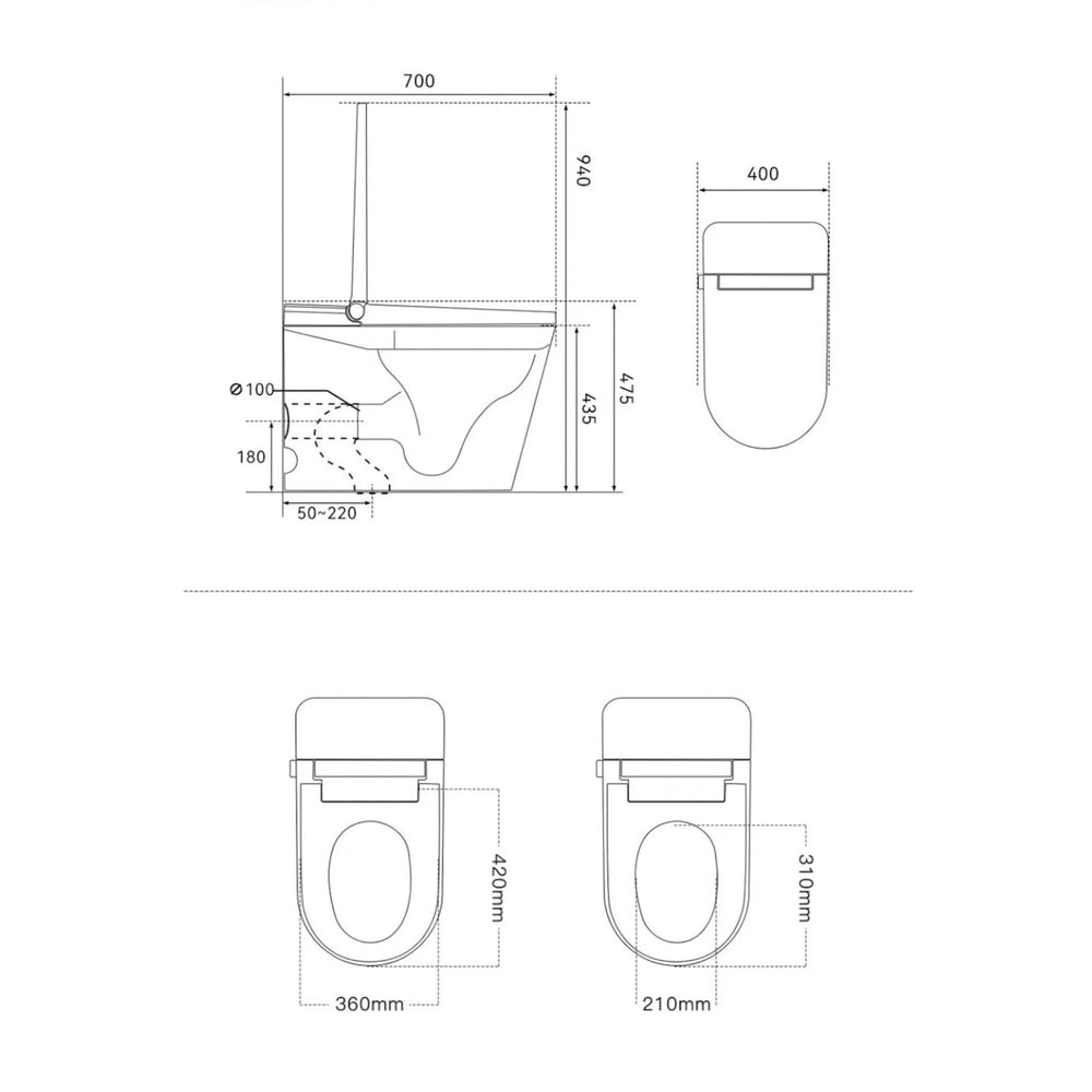 ATTICA OSKAR CISTERNLESS SMART TOILET RIMLESS W/ AUTOFLUSH & REMOTE CONTROL WHITE