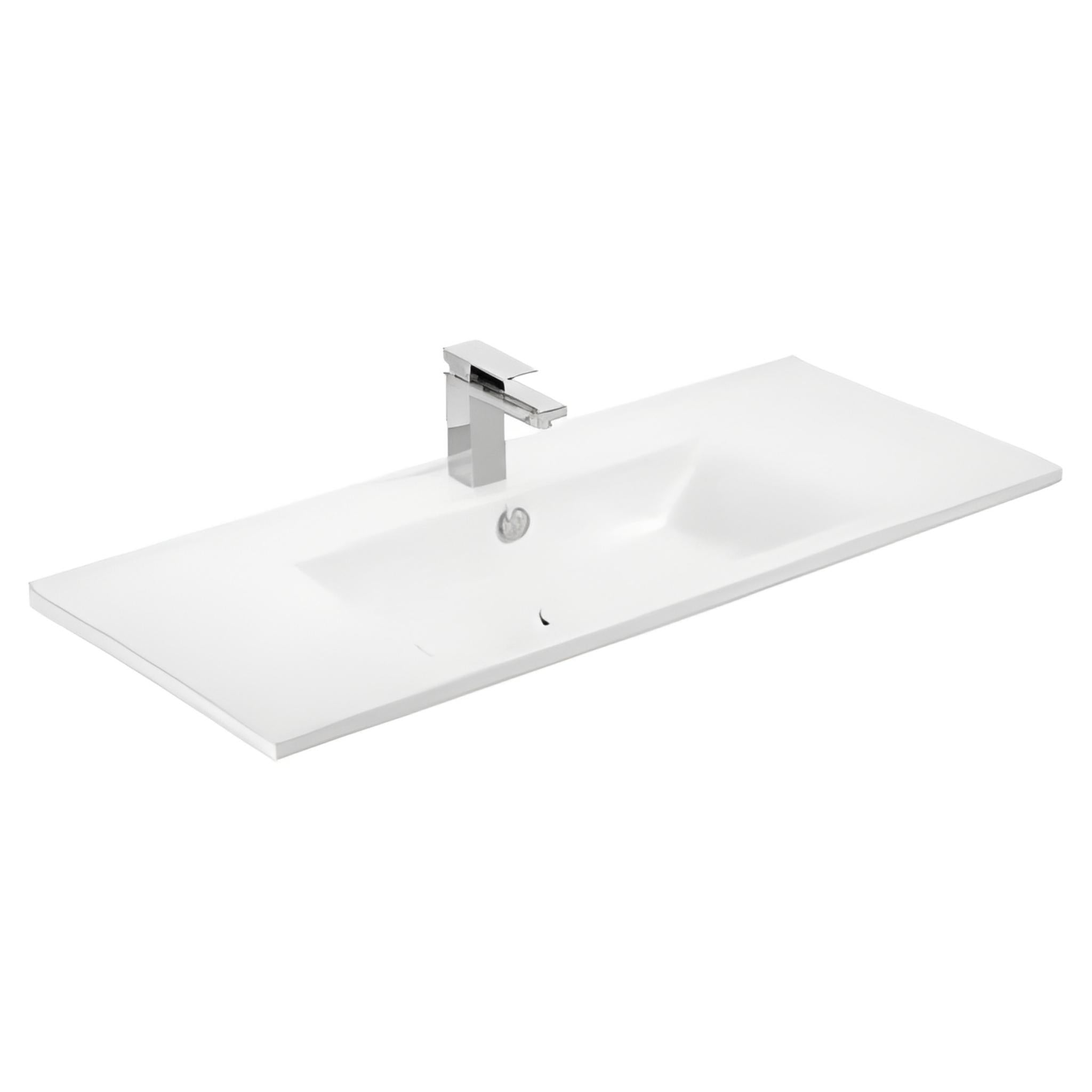 BELBAGNO ATRIA DE LUXE GLOSS WHITE 1000MM SINGLE BOWL BACK TO WALL FLOOR STANDING VANITY