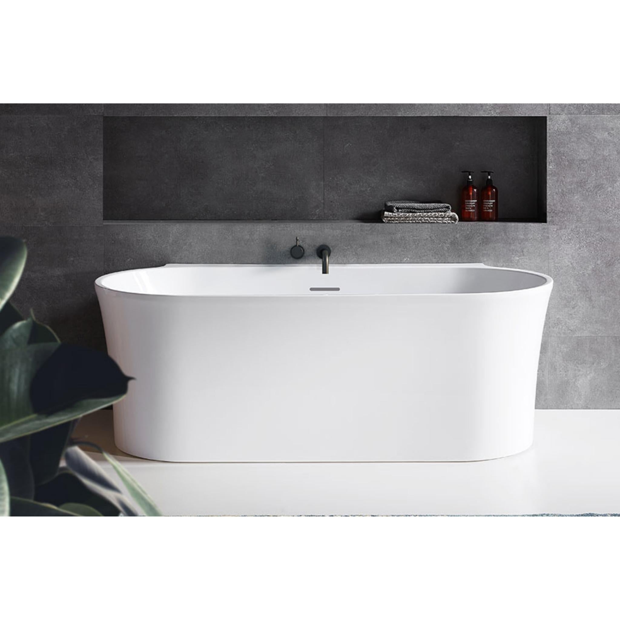 DECINA AURORA BACK TO WALL FREESTANDING BATH WITH INTEGRATED OVERFLOW MATTE WHITE (AVAILABLE IN 1500MM AND 1700MM)