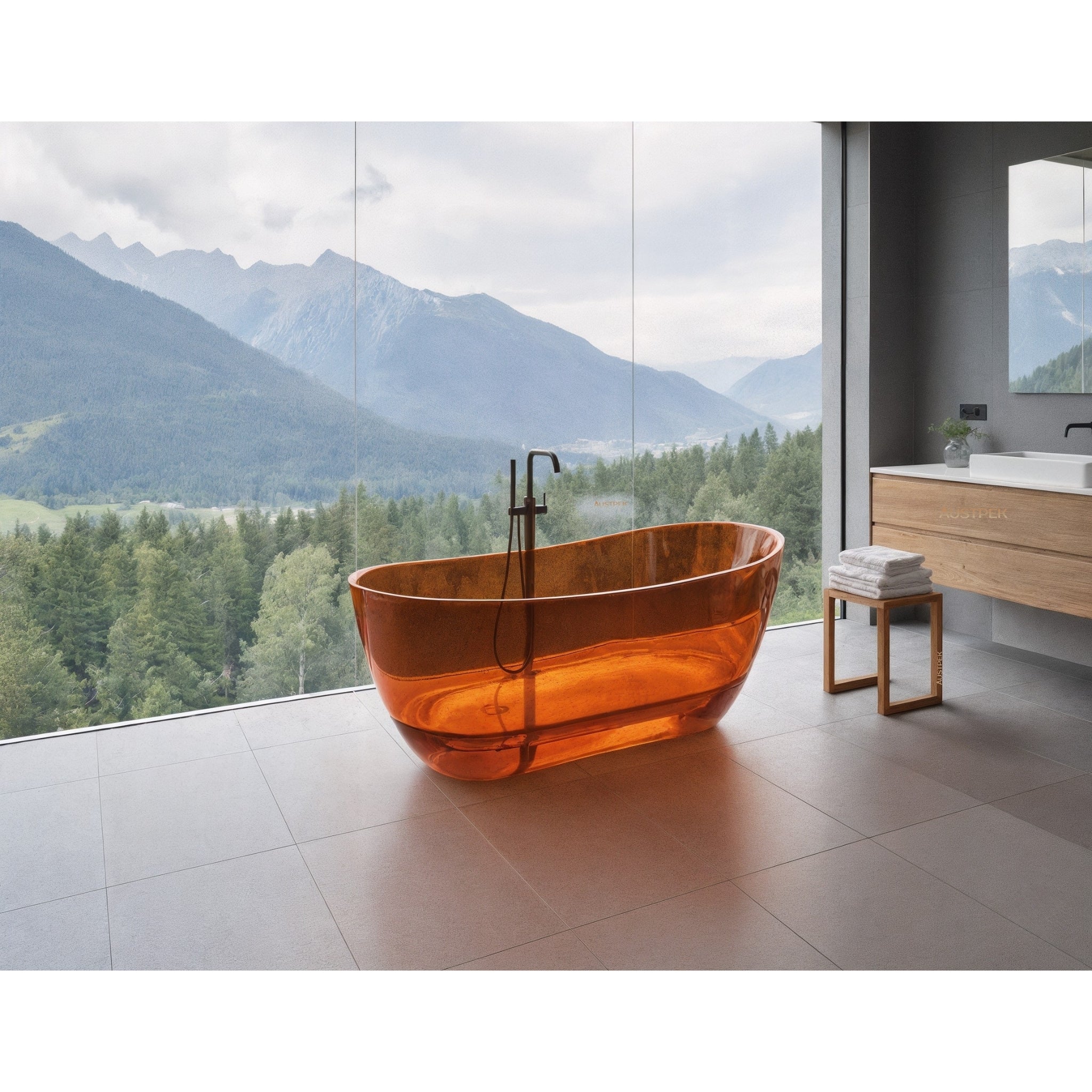 AURO PRISM FREESTANDING TRANSPARENT BATHTUB AMBER 1500MM