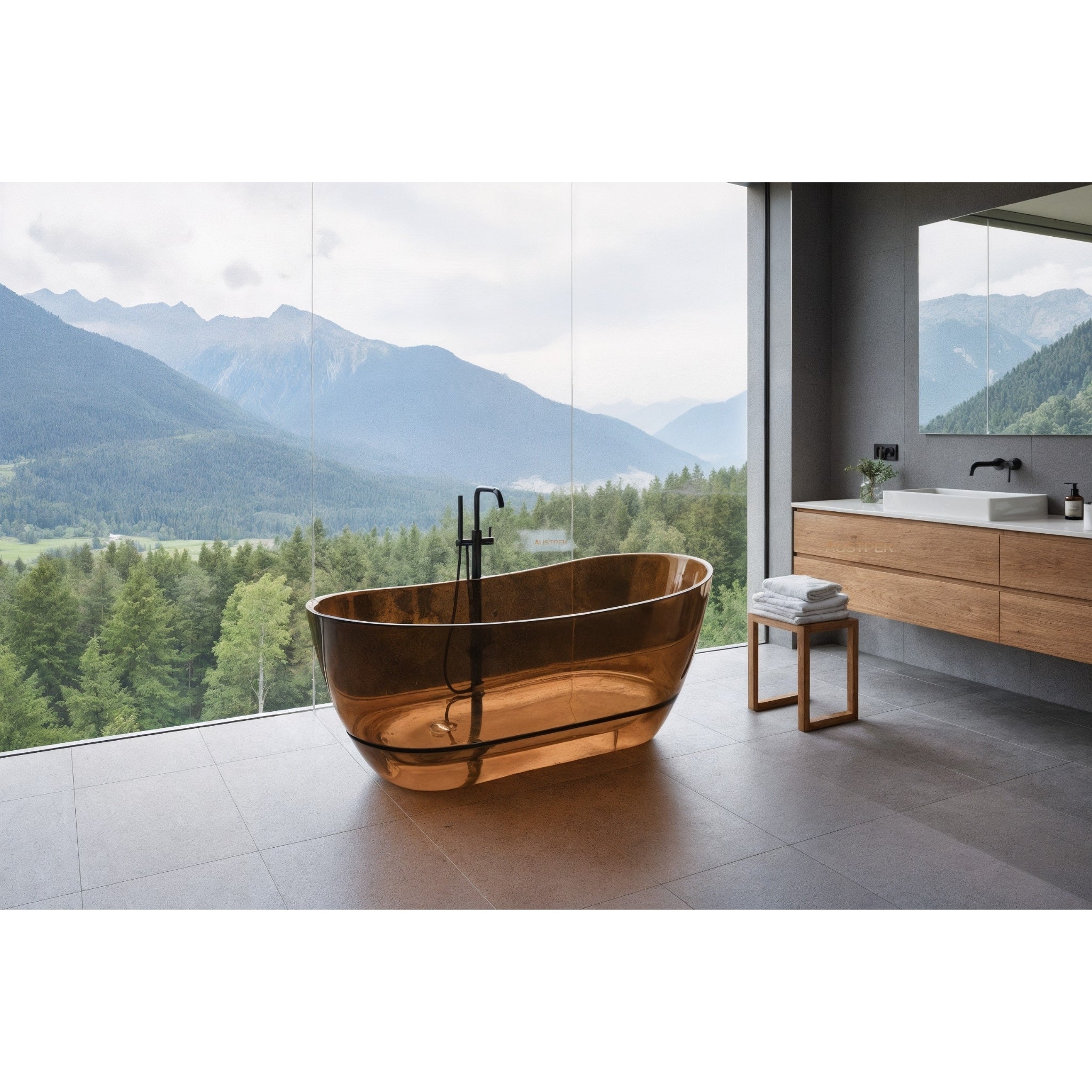 AURO PRISM FREESTANDING TRANSPARENT BATHTUB BROWN 1500MM