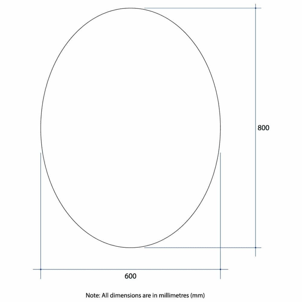 THERMOGROUP ABLAZE OVAL POLISHED EDGE GLUE MIRROR 600X800MM