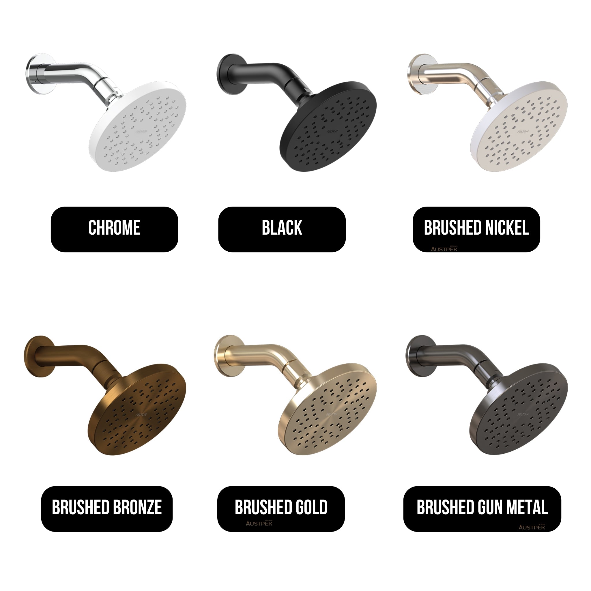 FELTON LINEA AERLUX SHOWER ROSE 121MM BRUSHED GUN METAL