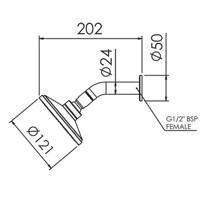 FELTON LINEA AERLUX SHOWER ROSE 121MM CHROME