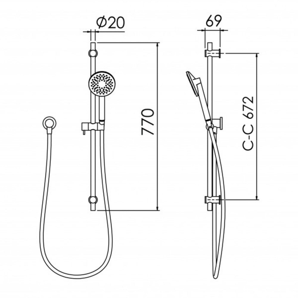 FELTON LINEA AERLUX SLIDE SHOWER BRUSHED GUN METAL