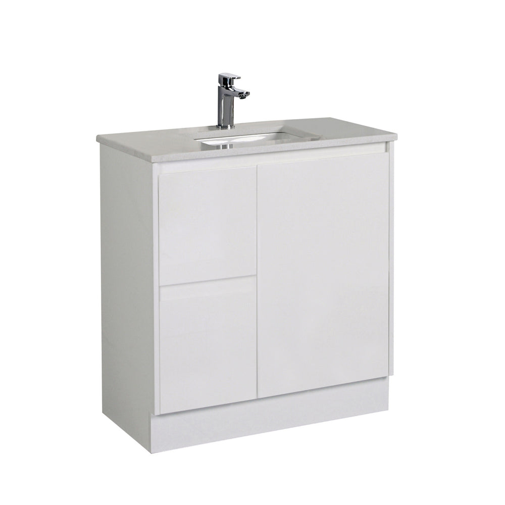 AULIC ALICE SATIN WHITE 750MM FLOOR STANDING VANITY (AVAILABLE IN LEFT AND RIGHT HAND DRAWER)