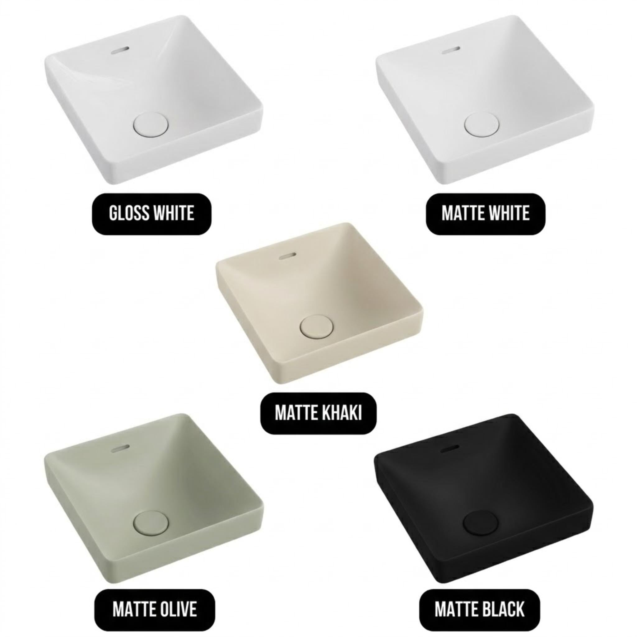 FIENZA ALUCA SQUARE SEMI-INSET BASIN MATTE OLIVE 345MM