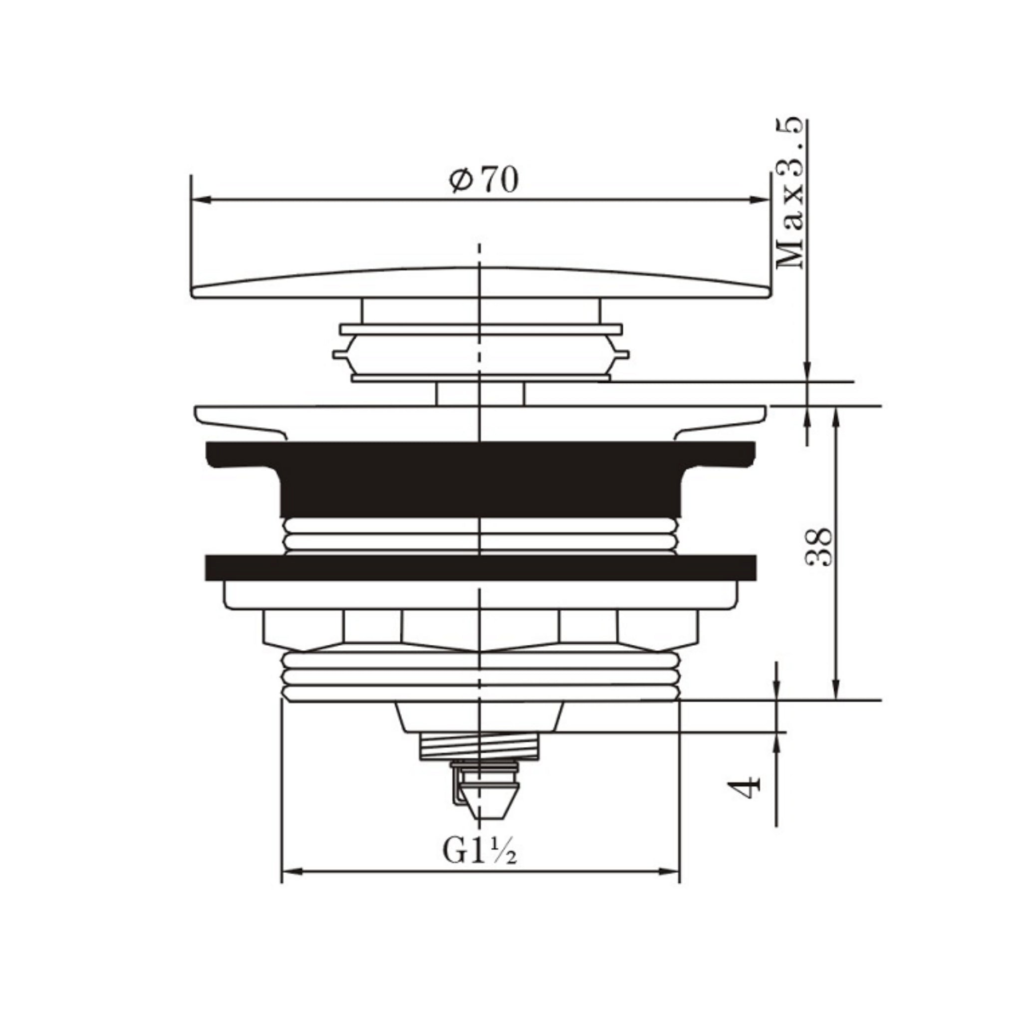 AQUAPERLA POP-UP NON-OVERFLOW BATHTUB WASTE 40MM GUN METAL