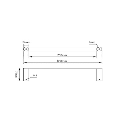 AQUAPERLA RUSHY SINGLE TOWEL RAIL GUN METAL (AVAILABLE IN 600MM AND 800MM)