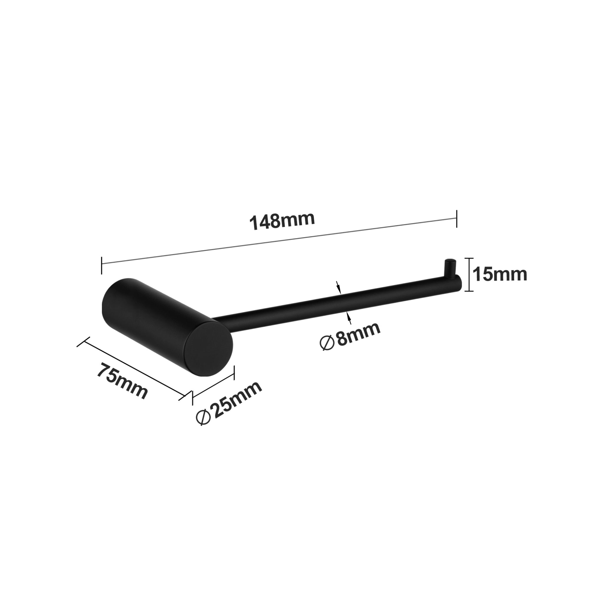 NORICO TOILET PAPER HOLDER 148MM BLACK