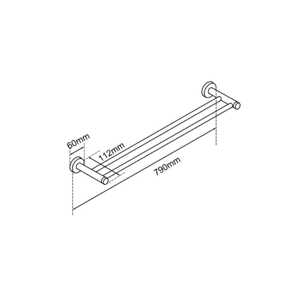 AQUAPERLA LUCID PIN CUTTABLE DOUBLE TOWEL RAIL 790MM CHROME