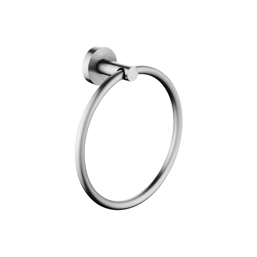 AQUAPERLA LUCID PIN TOWEL RING 188MM BRUSHED NICKEL