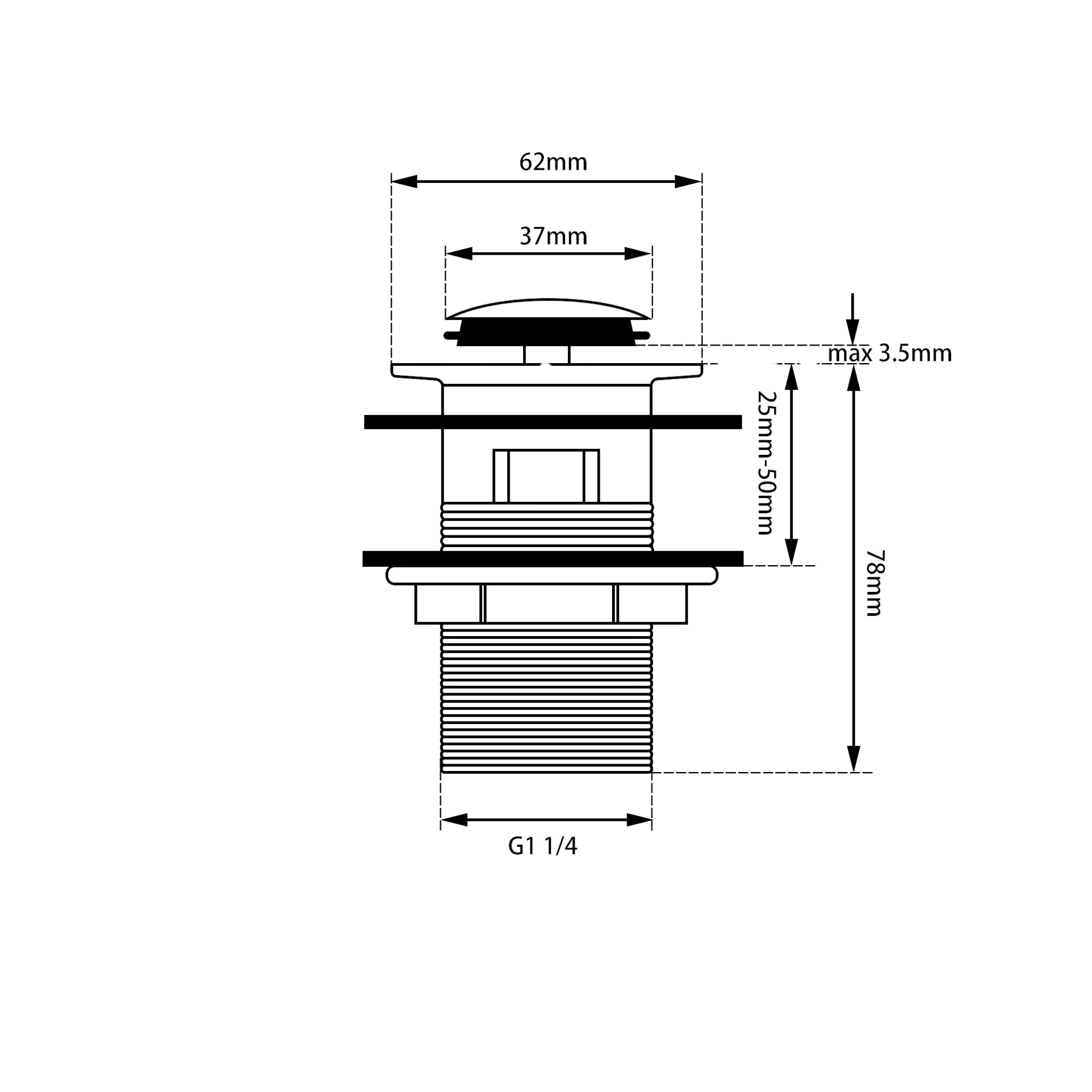 AQUAPERLA POP-UP OVERFLOW BASIN WASTE GUN METAL 32MM