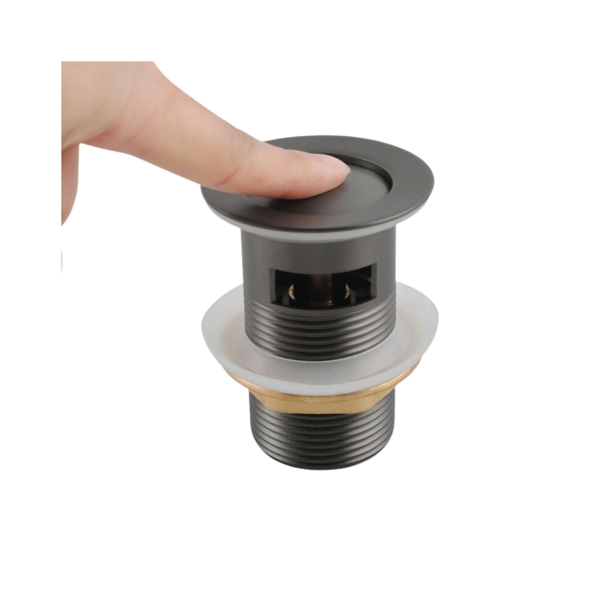 AQUAPERLA POP-UP OVERFLOW BASIN WASTE GUN METAL 32MM