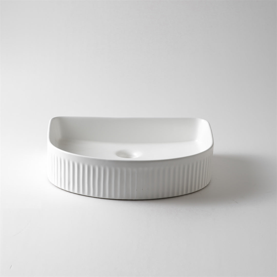 CLAYA ARCHED FLUTED ABOVE COUNTER BASIN MATTE WHITE 415MM
