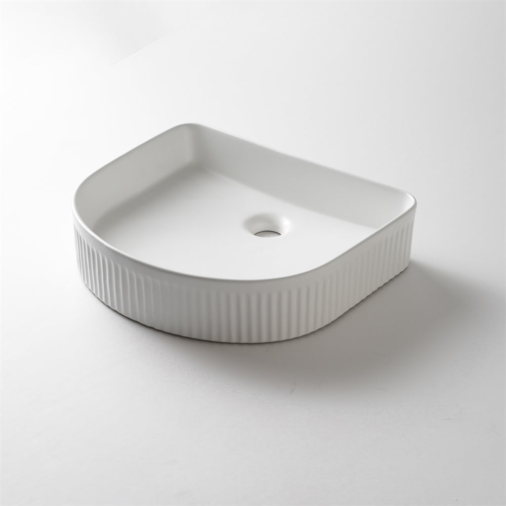 CLAYA ARCHED FLUTED ABOVE COUNTER BASIN MATTE WHITE 415MM