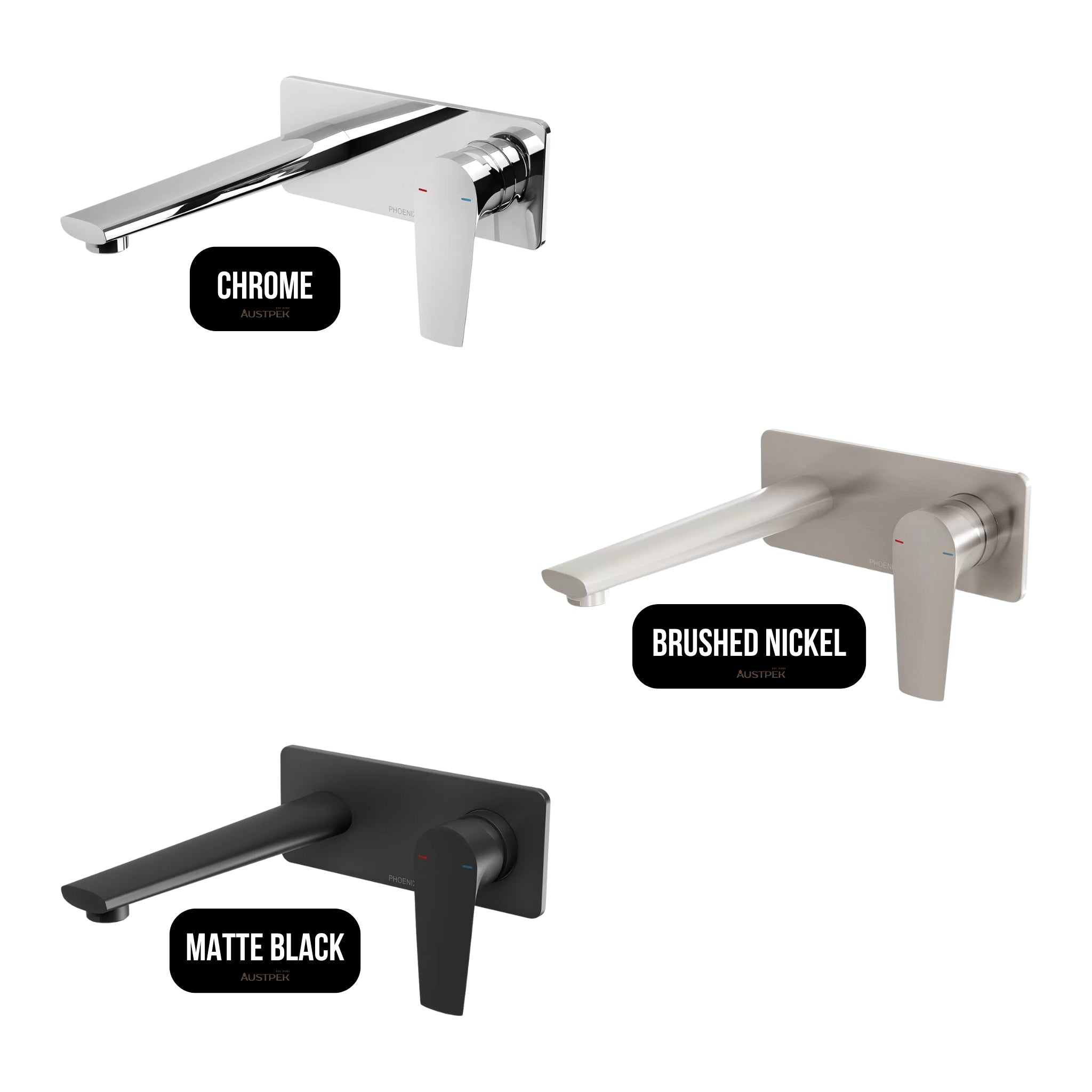 PHOENIX ARLO LEAD FREE WALL BASIN / BATH MIXER SET WITH TRIM KIT AND BODY 200MM MATTE BLACK