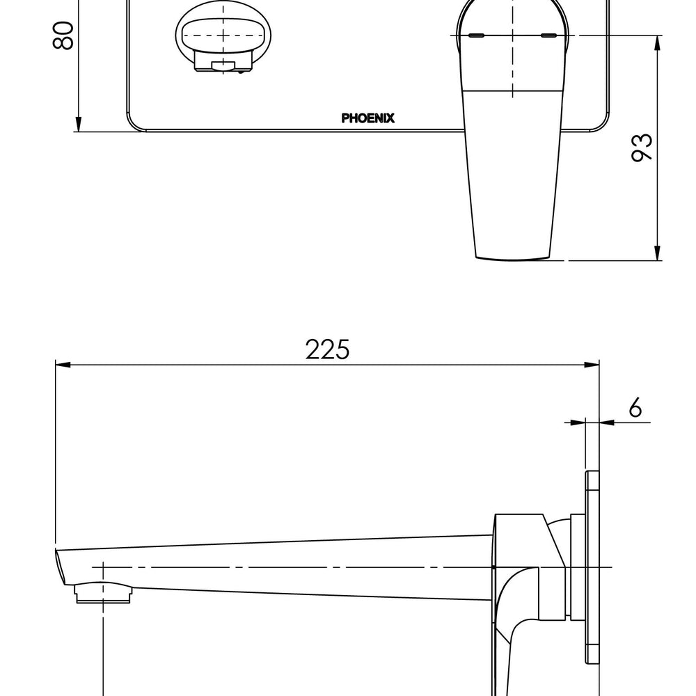PHOENIX ARLO LEAD FREE WALL BASIN / BATH MIXER SET WITH TRIM KIT AND BODY 200MM BRUSHED NICKEL