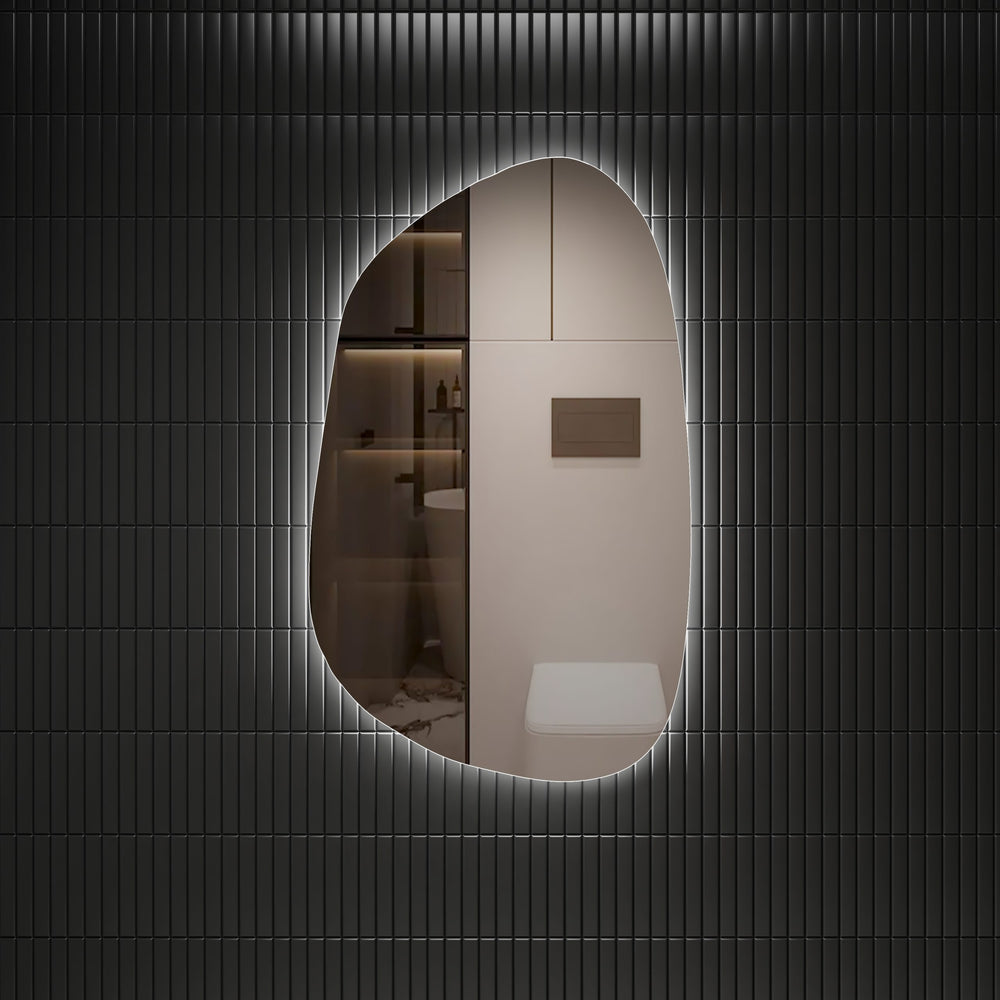 AULIC TARCOOLA ASYMMETRICAL FRAMELESS LED MIRROR 3 COLOUR LIGHTS 550X900MM