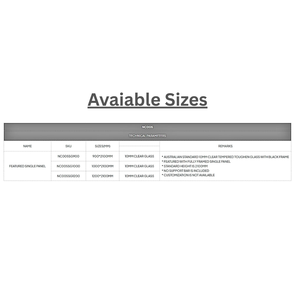 COVEY FRAMED WALK IN WITHOUT SUPPORT BAR SINGLE PANEL SHOWER SCREEN MATTE BLACK