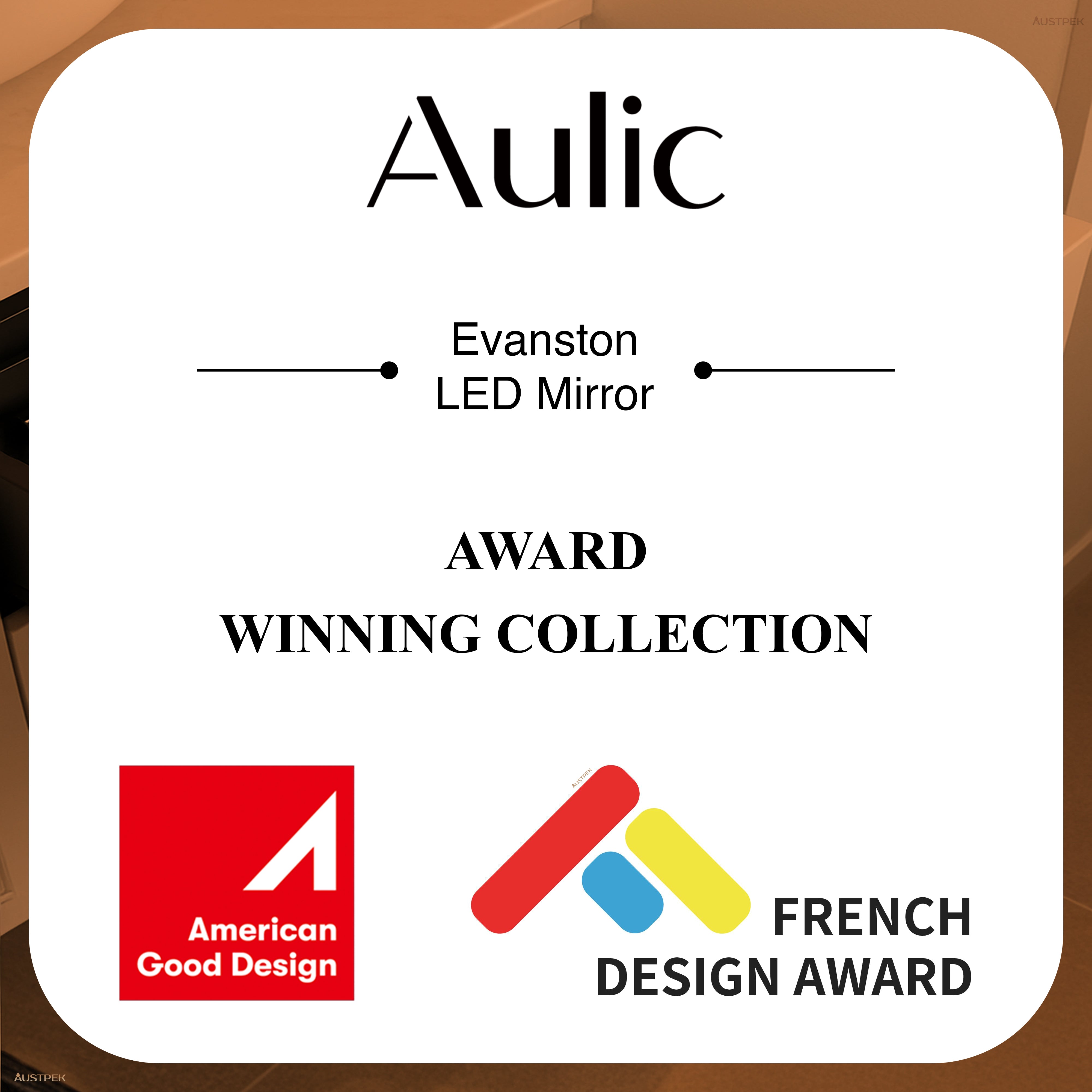 AULIC EVANSTONE ASYMMETRICAL FRAMELESS LED MIRROR MATTE WHITE 1300MMX763MM