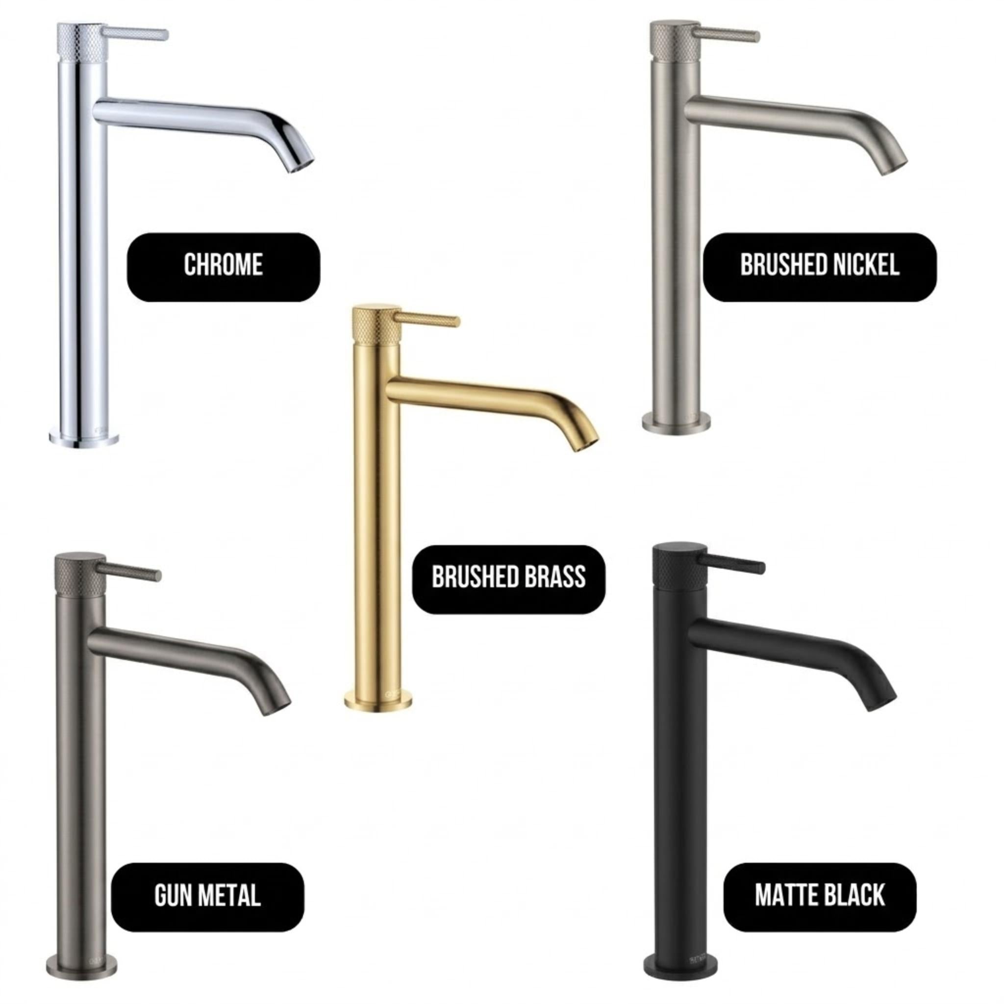 FIENZA AXLE TALL BASIN MIXER 302MM BRUSHED NICKEL