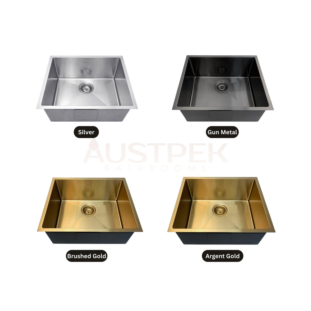 OTTI AXON 52S SINGLE BOWL KITCHEN AND LAUNDRY SINK BRUSHED GOLD 520MM
